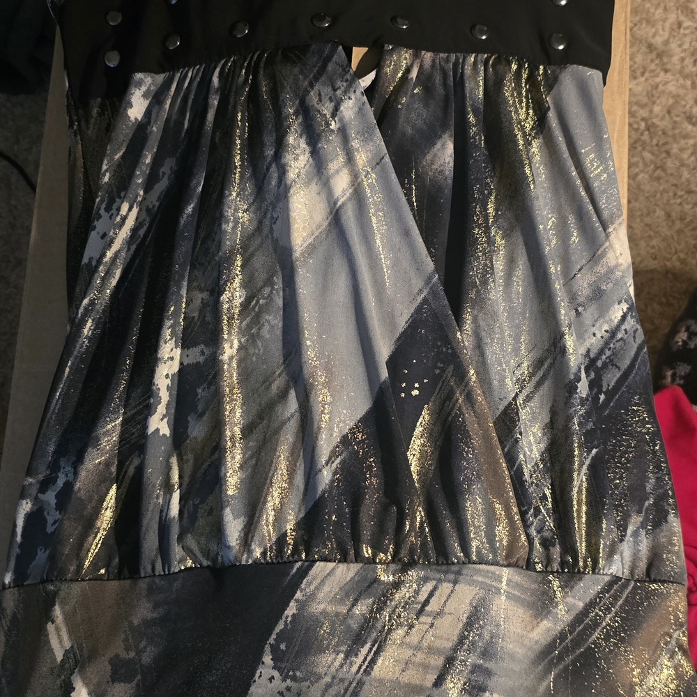 Entry Black and Gold Backless Dress